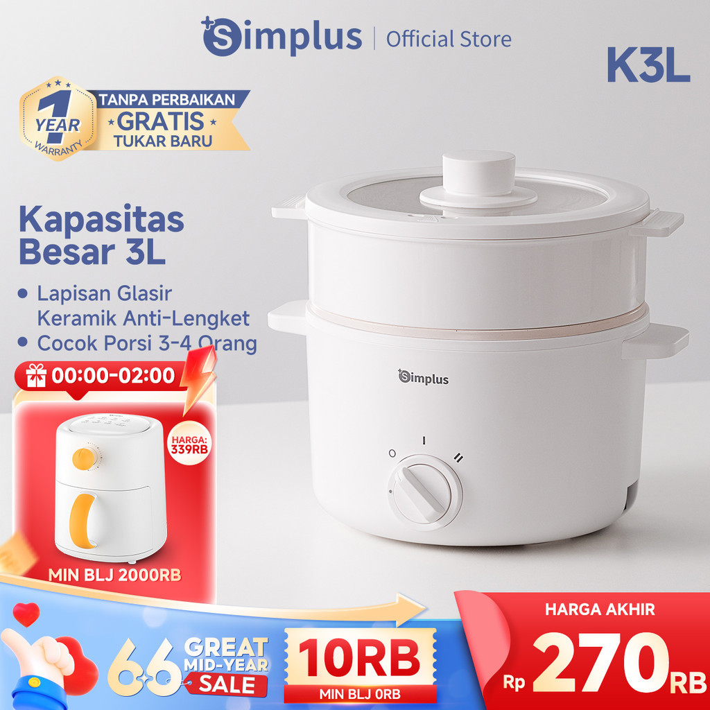 Jual Simplus Panci Listrik Multifungsi 3L Lapisan Keramik Anti Lengket ...