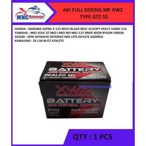 Jual AKI BATTERY FULL KERING XWZ KODE 5S ZX 130 BLITZ ATHLETE