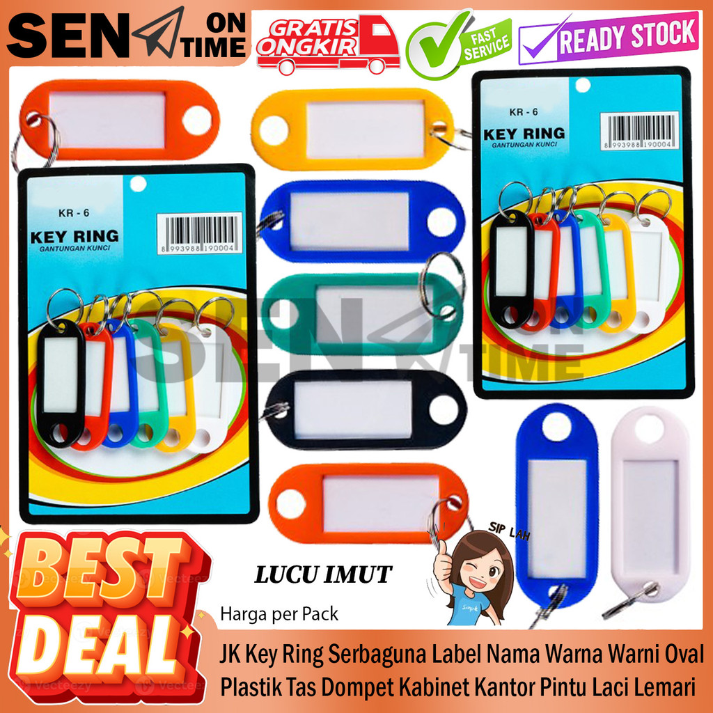 Jual JK Souvenir Gantungan Kunci Key Ring Kr 6 Label Nama Warna ...