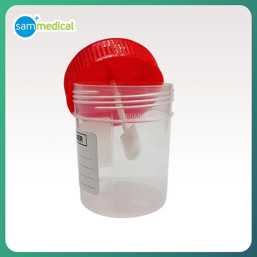Jual Labware Stool Container / POT Feses / Feces Container 60ml (Tutup ...