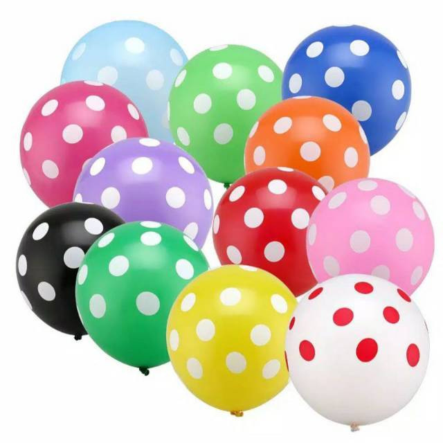 ( D&F ) Balon Latex Motif Totol Polkadot  emoji Smile happy birthday 1 pack isi 100 pcs 12 inch sudah mix warna