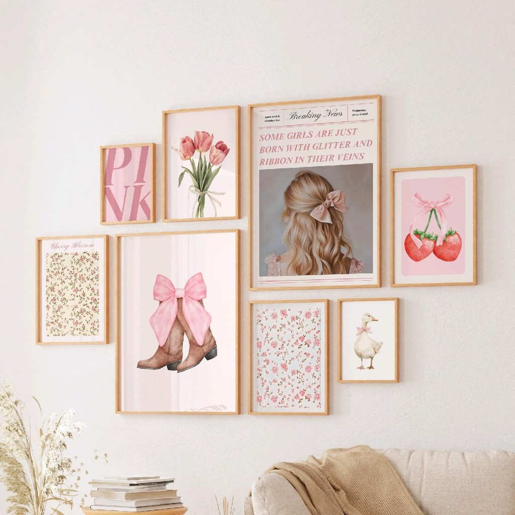 Hiasan Dinding Aesthetic Pink Coquette Pastel | Hiasan Dinding Dekorasi Kamar Ce