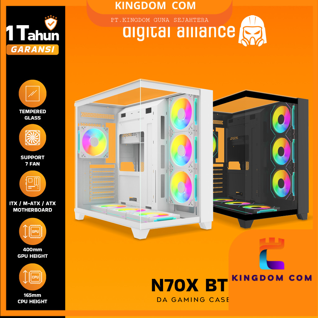 Jual DIGITAL ALLIANCE PC CASING N70X BTF ATX BLACK/WHITE W/TYPE-C (7 ...