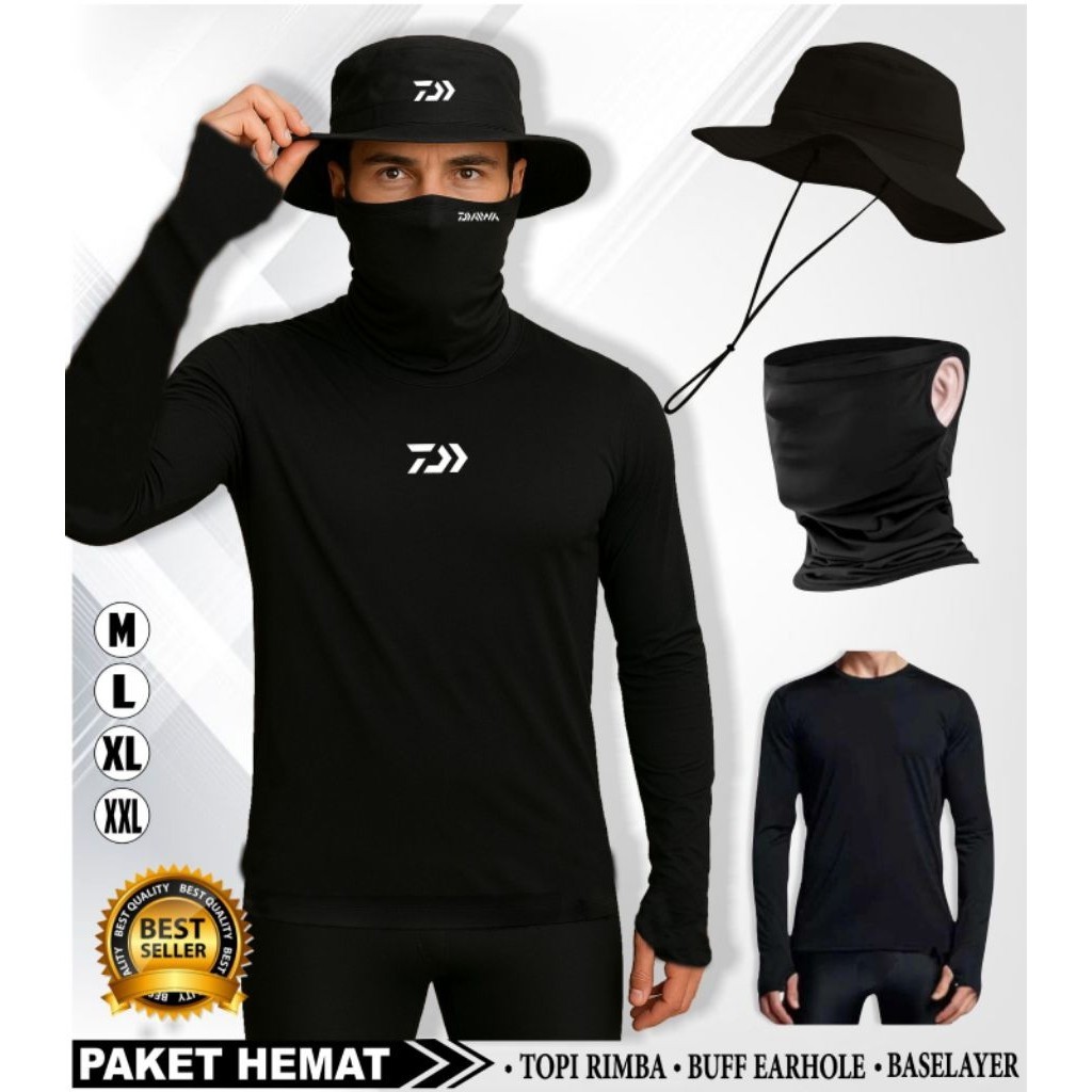 Jual Baju mancing lengan panjang baslayer mancing topi mancing buff ...