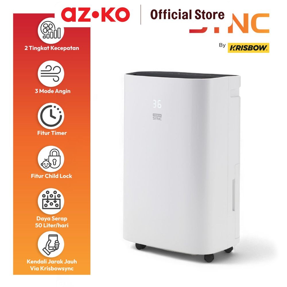 Jual AZKO Krisbow Sync 50 ltr Smart Dehumidifier - Putih Alat Pengering ...