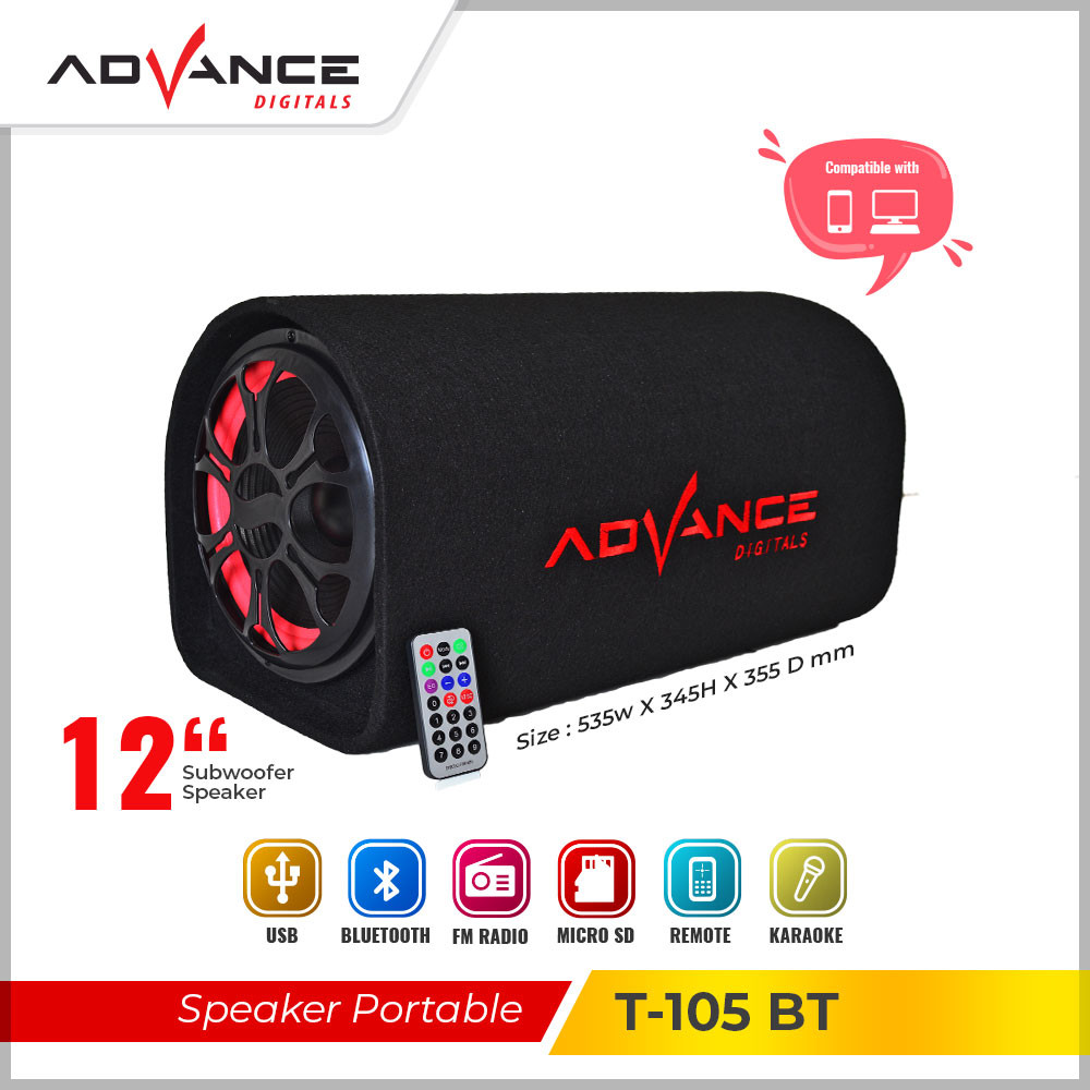 Advance Speaker Bluetooth (Dapat dihubungkan ke mobil)Karaoke Portable Multimedia Speaker Subwoofer System Speaker Motor T101/102/103/104/105BT