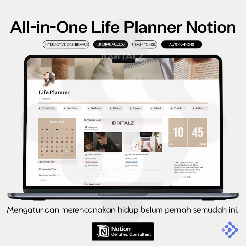 Jual [T0106] Notion Template All in One Life Planner Dashboard - ADHD ...
