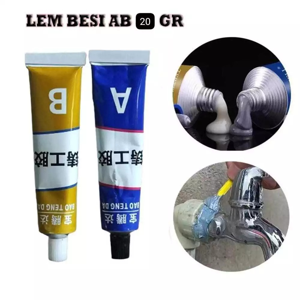 Jual Lem Ab Epoxy 20 Gram Lem Campur Penambal Besi Steel Anti Bocor ...