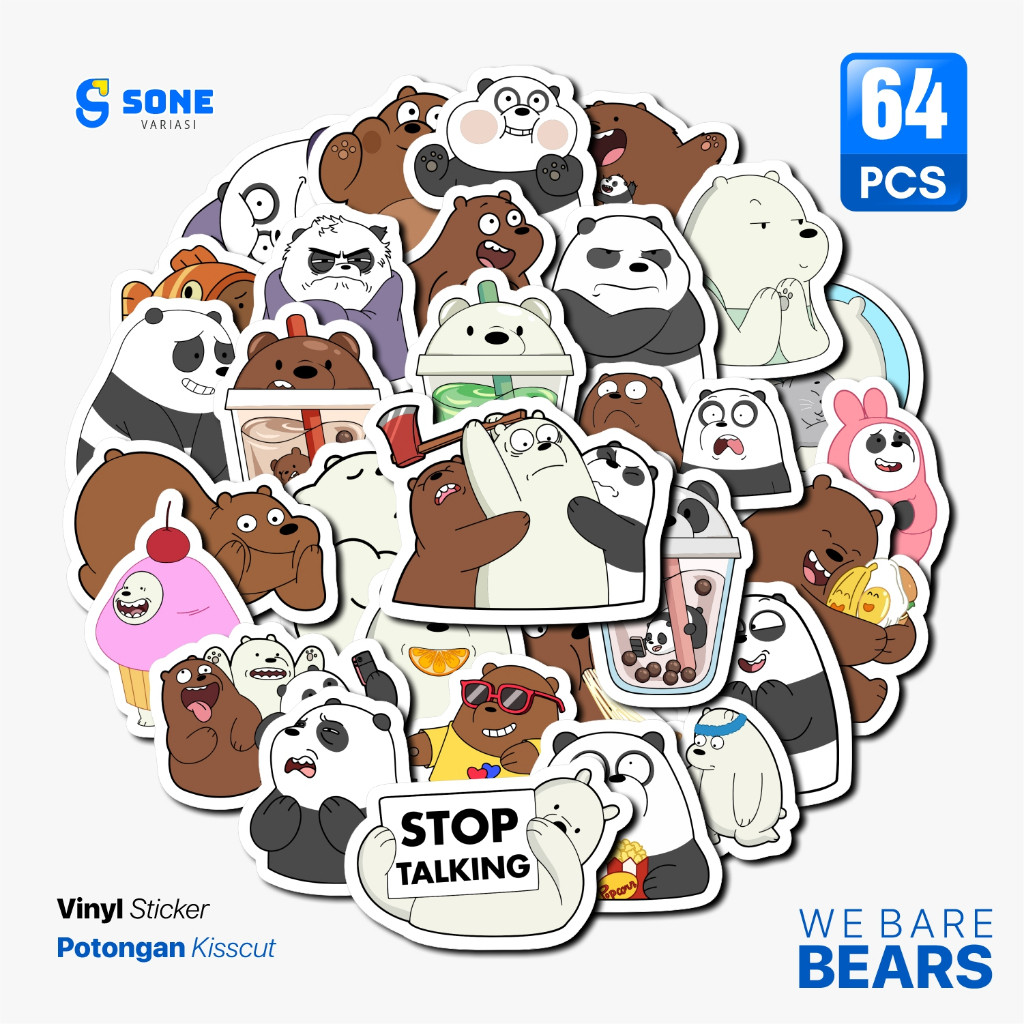 Jual Sticker Pack Kartun We Bare Bears Vinyl Waterproof untuk Freebies ...