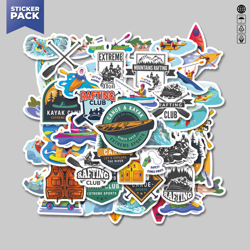 Jual [100PCS]Stiker Pack Stiker Tema Kayak Club & Aktivitas Air seperti ...