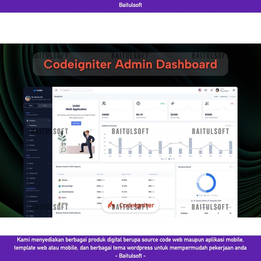 Jual WEB TEMPLATE BOOTSTRAP & CODEIGNITER ADMIN DASHBOARD TEMPLATE ...
