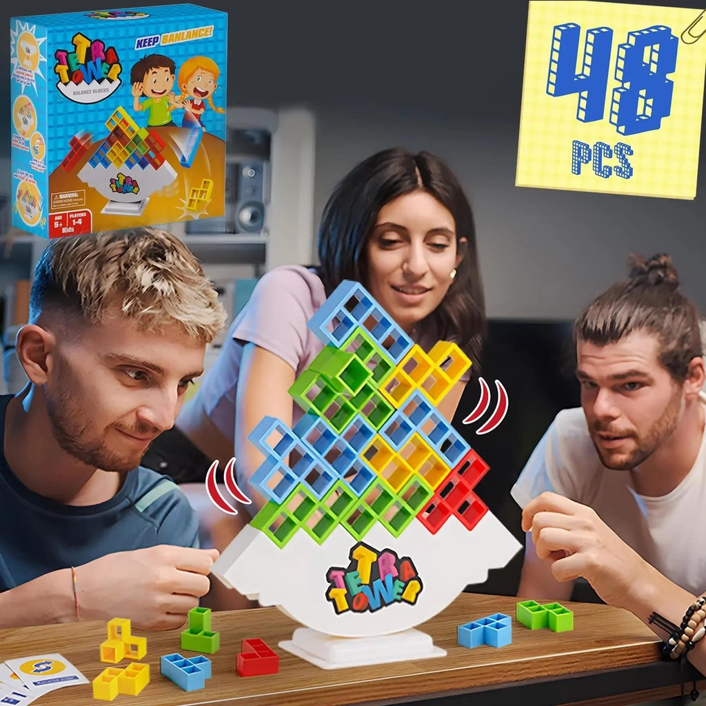 Jual 48PCS Tetra Tower Fun Balance Stacking Building Blocks Board Game ...