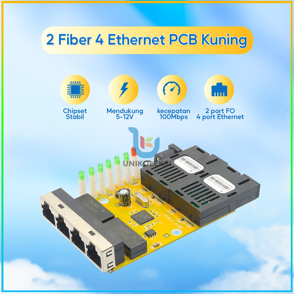 Jual 2F4E 2 Port FO - 4 Port LAN Tanpa BOX - PCB Saja 【Support POE】atau ...