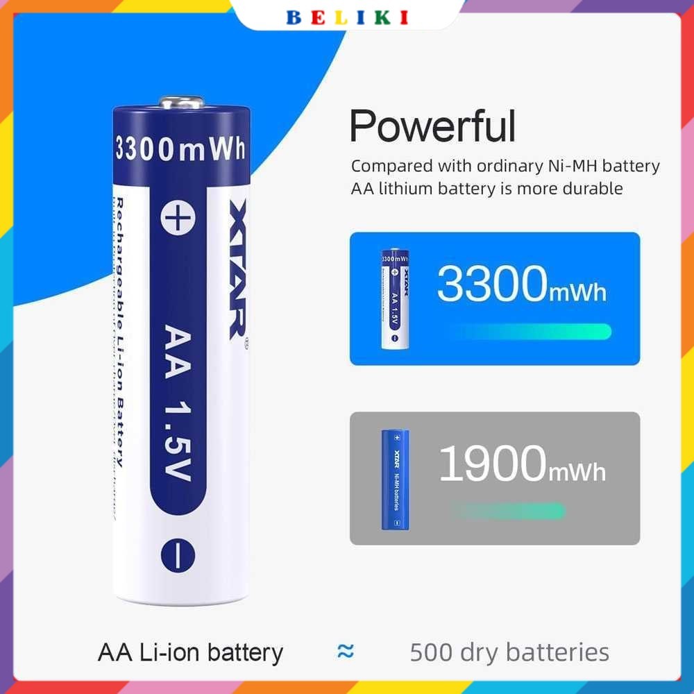 Jual Baterai XTAR Rechargeable AA Li-Ion 3300mWh 1.5V 1 PCS | Shopee ...
