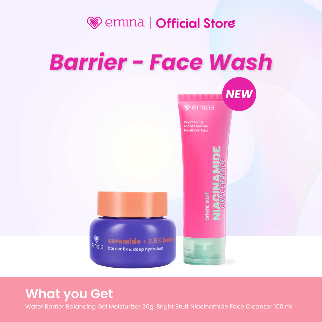 Emina Water Gel Moisturizer 30g dan Sunscreen Paket 2in1 untuk Hydrating dan Face Wash