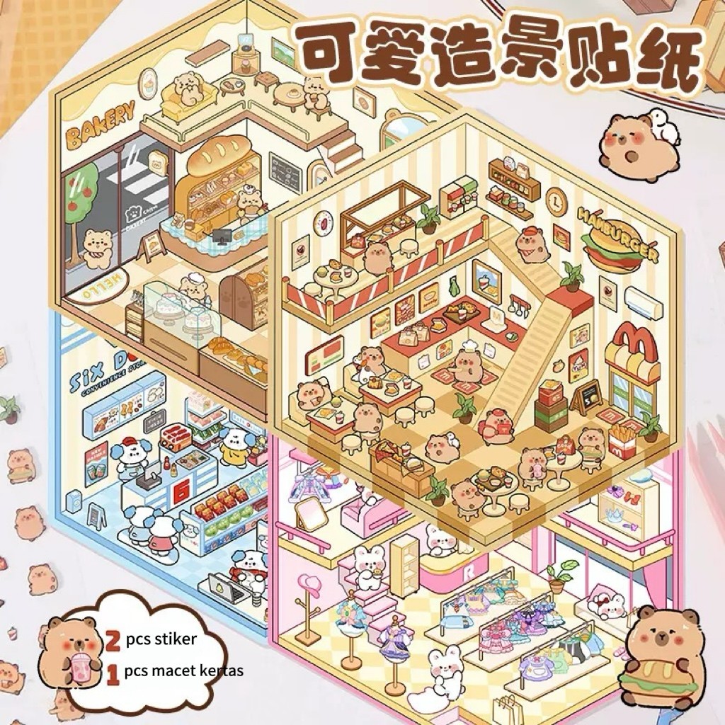 Jual DIY STICKER Korea 3D Capybara Premium Satisfying Cute Cafe ...