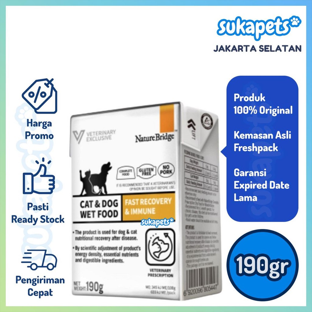 Jual Nature Bridge Vet Cat & Dog Fast Recovery & Immune Wet Food 190gr ...