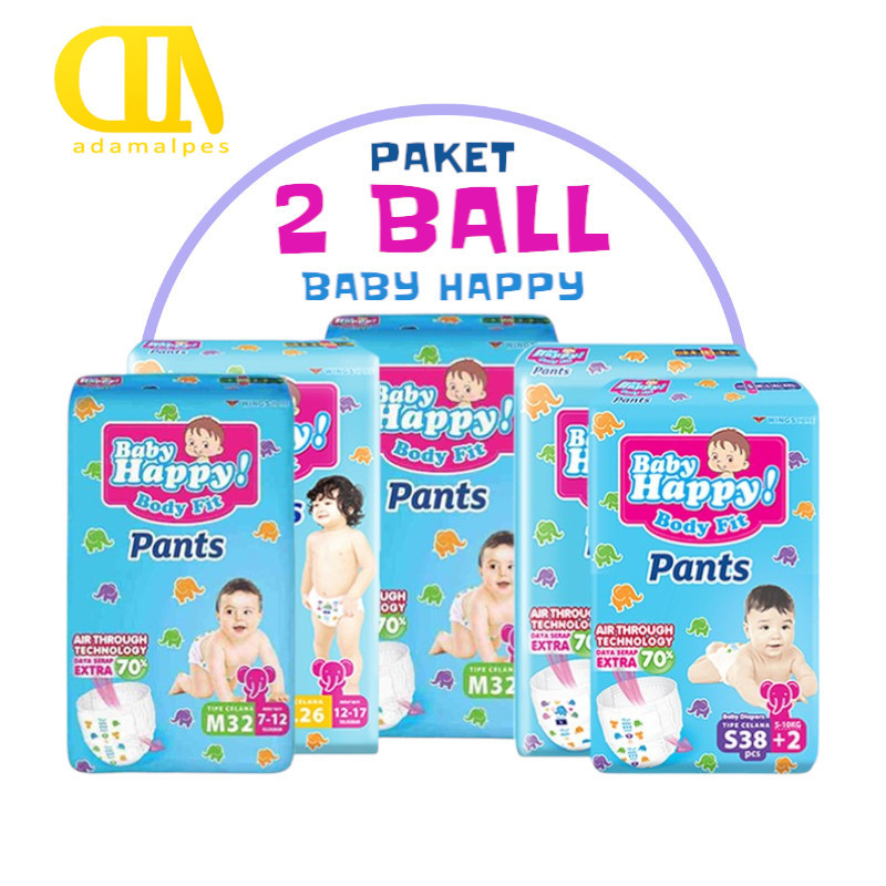 Jual BABY HAPPY ( PAKET 2 BALL ) BODY FIT PANTS | DIAPERS POPOK CELANA ...