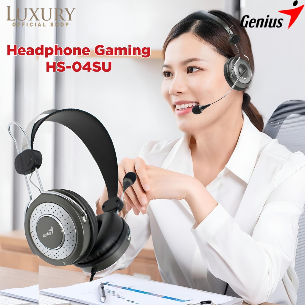Jual Headphone Headset Gaming Microphone Mic Noice Cancelling GENIUS ...