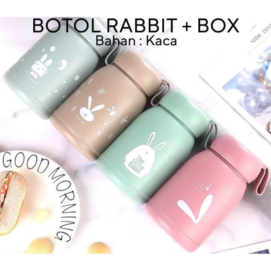 Jual [ PILIH WARNA FAVORIT ] DAPAT KOTAK - Botol Minum Kaca Rabbit ...