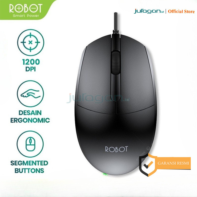 Jual Mouse Wired ROBOT M102 Optical Mouse 1200DPI Office Mouse Untuk PC ...