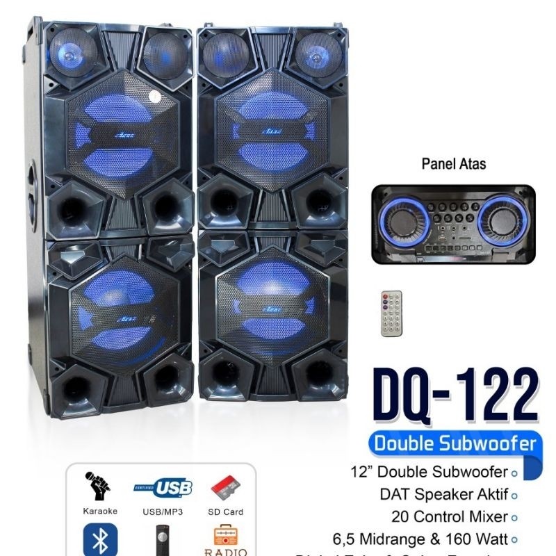 Jual Speaker Aktif DAT DQ 122 Bluetooth Double 12 inch x4 Sound System ...
