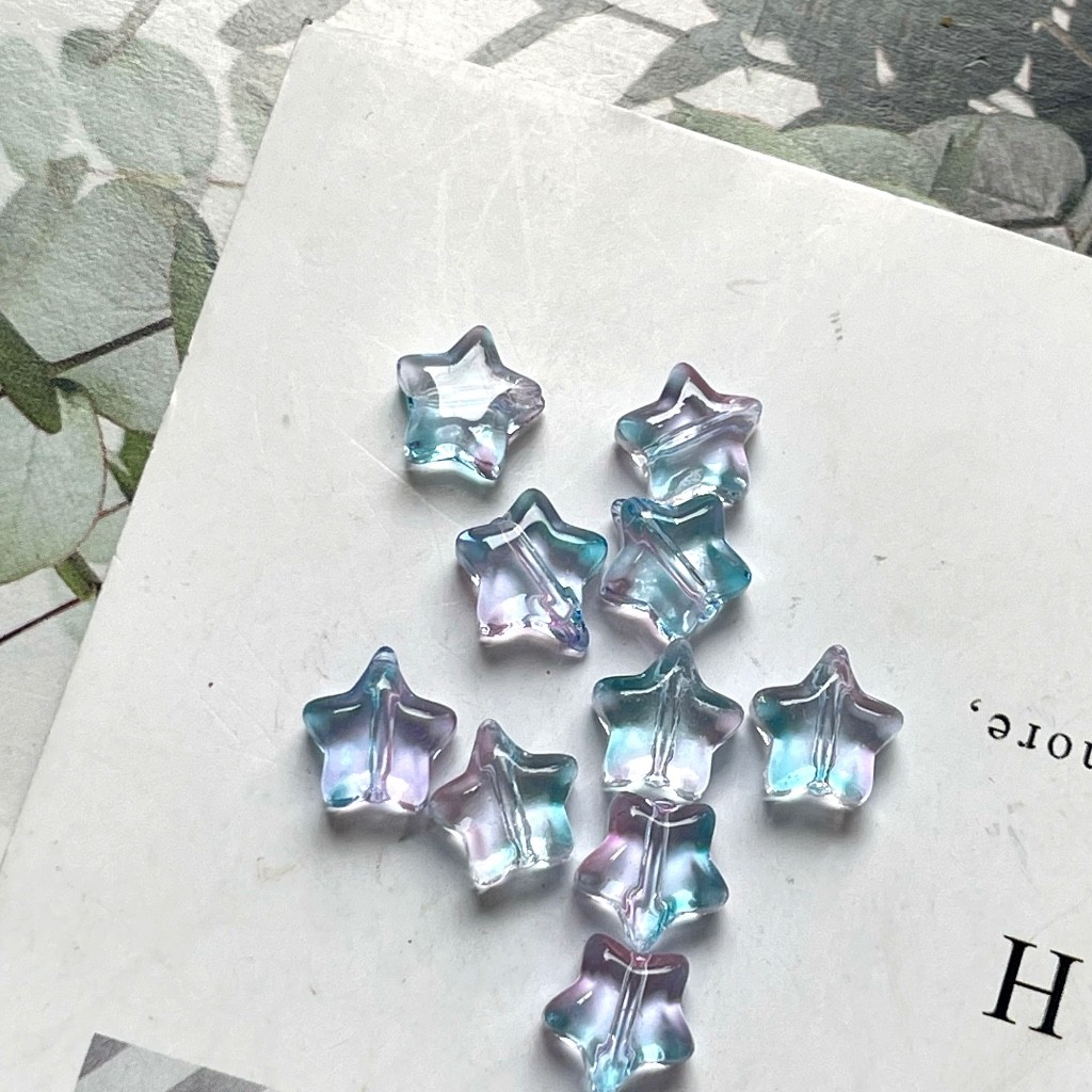 Jual 10 PCS Manik-manik Kaca Genuine Glass Beads - BINTANG MINI