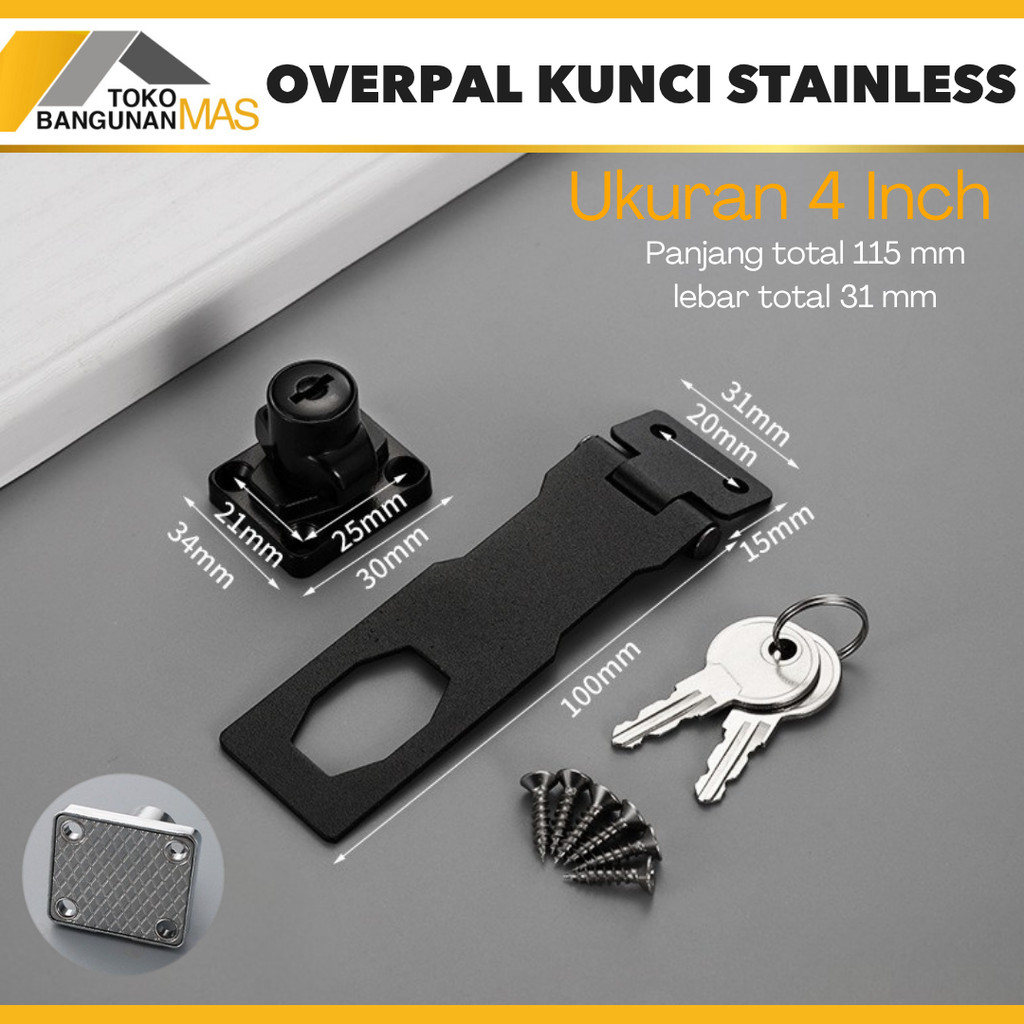Jual Overpal Kunci Stainless SUS 304 HITAM Overpal Haps Lock Stainless ...
