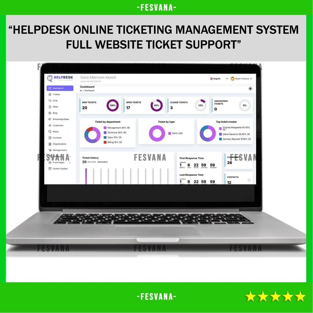 SOURCE CODE APLIKASI WEB HELPDESK ONLINE TICKETING MANAGEMENT SYSTEM FULL WEBSITE TICKET SUPPORT D15 FESVANA