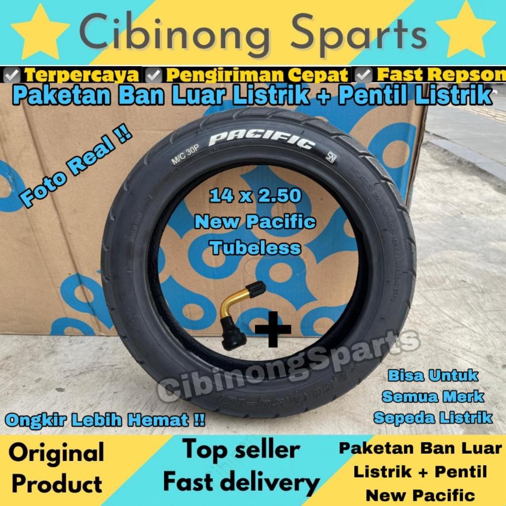 Jual AZHAR.ID Ban Luar Listrik 14 x 2.50 Paketan Pentil Ban Luar Sepeda ...