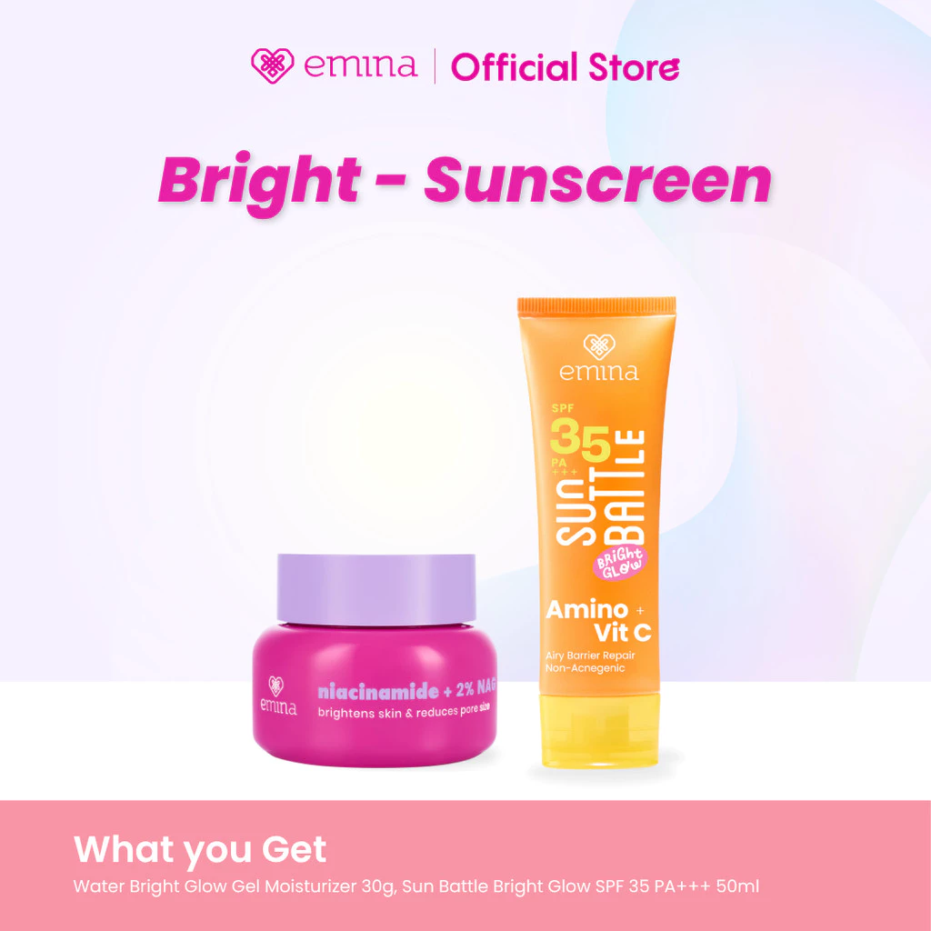 Emina Water Gel Moisturizer 30g dan Sunscreen Paket 2in1 untuk Hydrating dan Face Wash