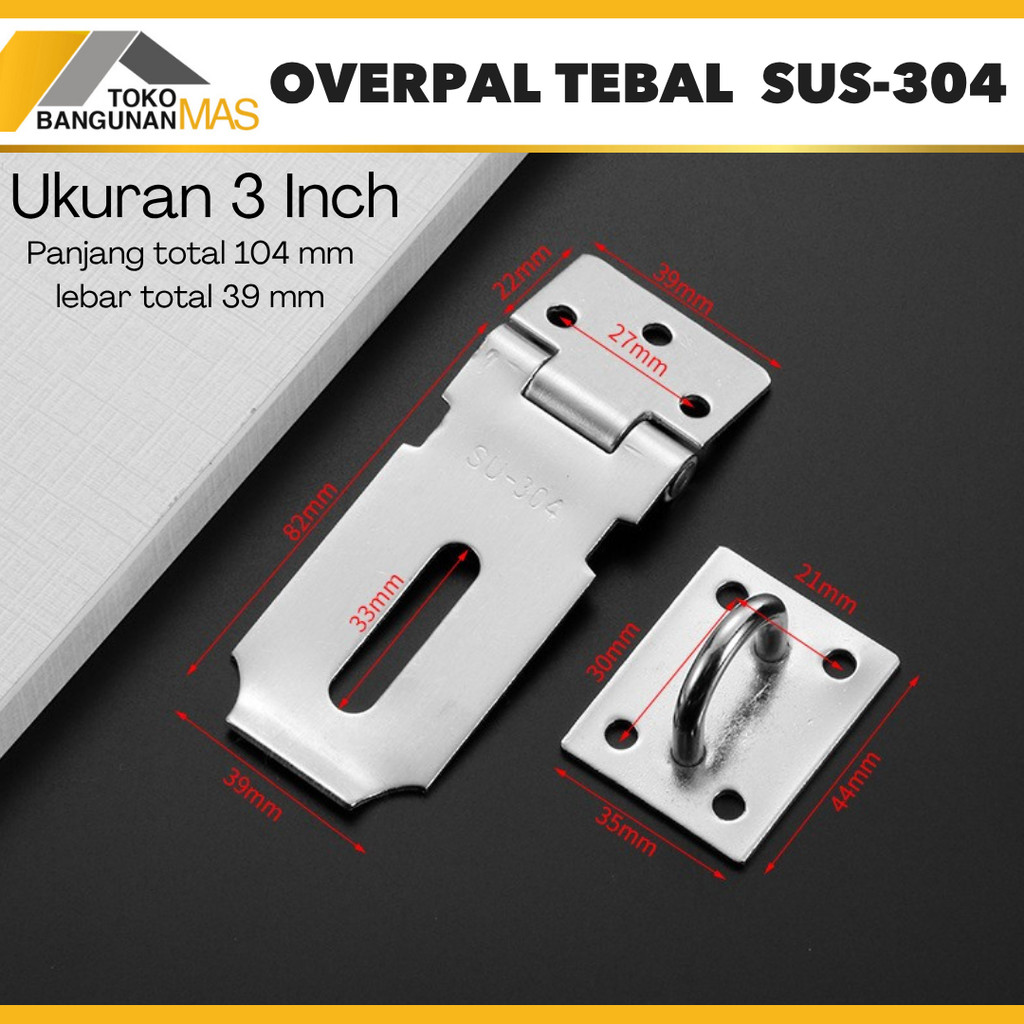 Jual Overpal Tebal Lurus Stainless SUS 304 Overpal Cantolan Gembok SUS ...