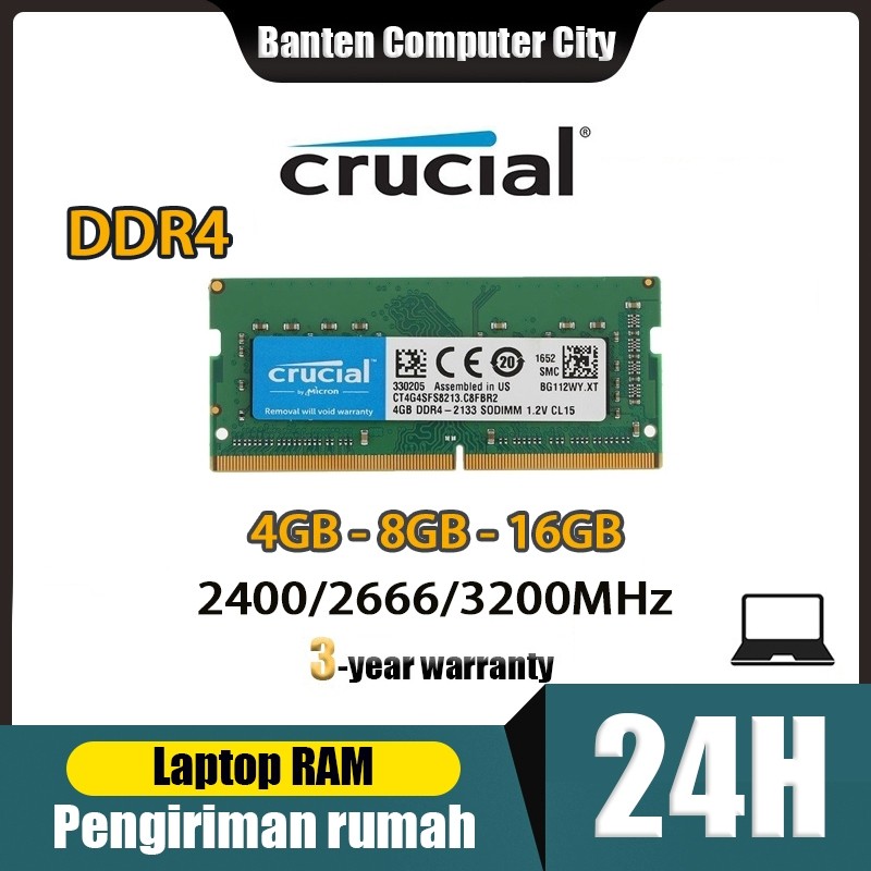 Jual Pengiriman Jakarta Laptop RAM DDR4 4GB 8GB 16GB Crucial Notebook ...