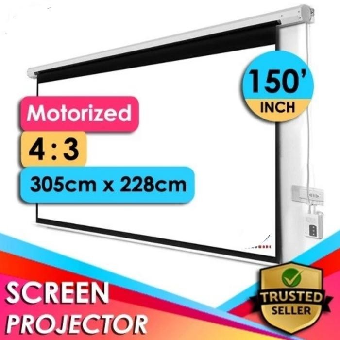 Jual Layar Proyektor Elektrik 200 inch 4 x3 Meter Screen Motorized ...