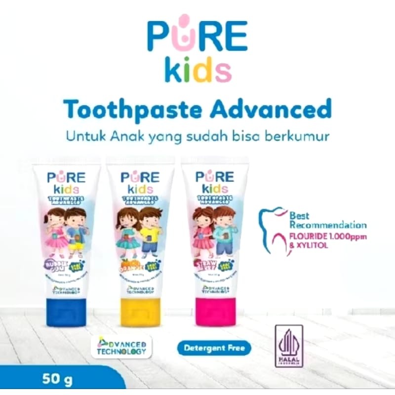 Jual MOMS_ PURE KIDS Toothpaste Advanced 50gr | Odol Pasta Gigi Anak ...