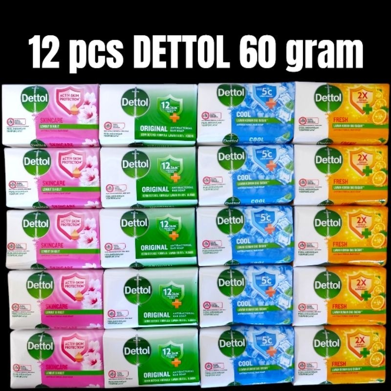 Jual 12 pcs DETTOL 60g sabun antiseptik mix random varian rasa - By ...