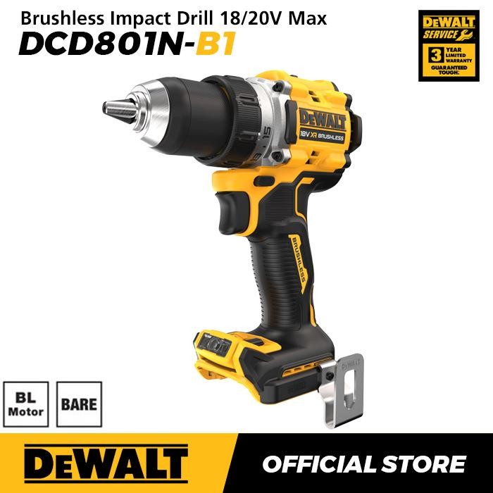 Jual Mesin Bor Tembok Kayu Besi Beton Dewalt DCD801 Brushless Impact ...