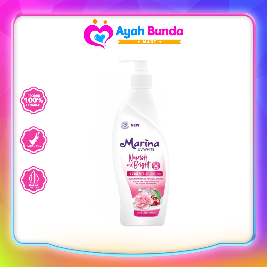 Jual Marina Hand Body Lotion UV White 350ml Pump Nourish and Bright