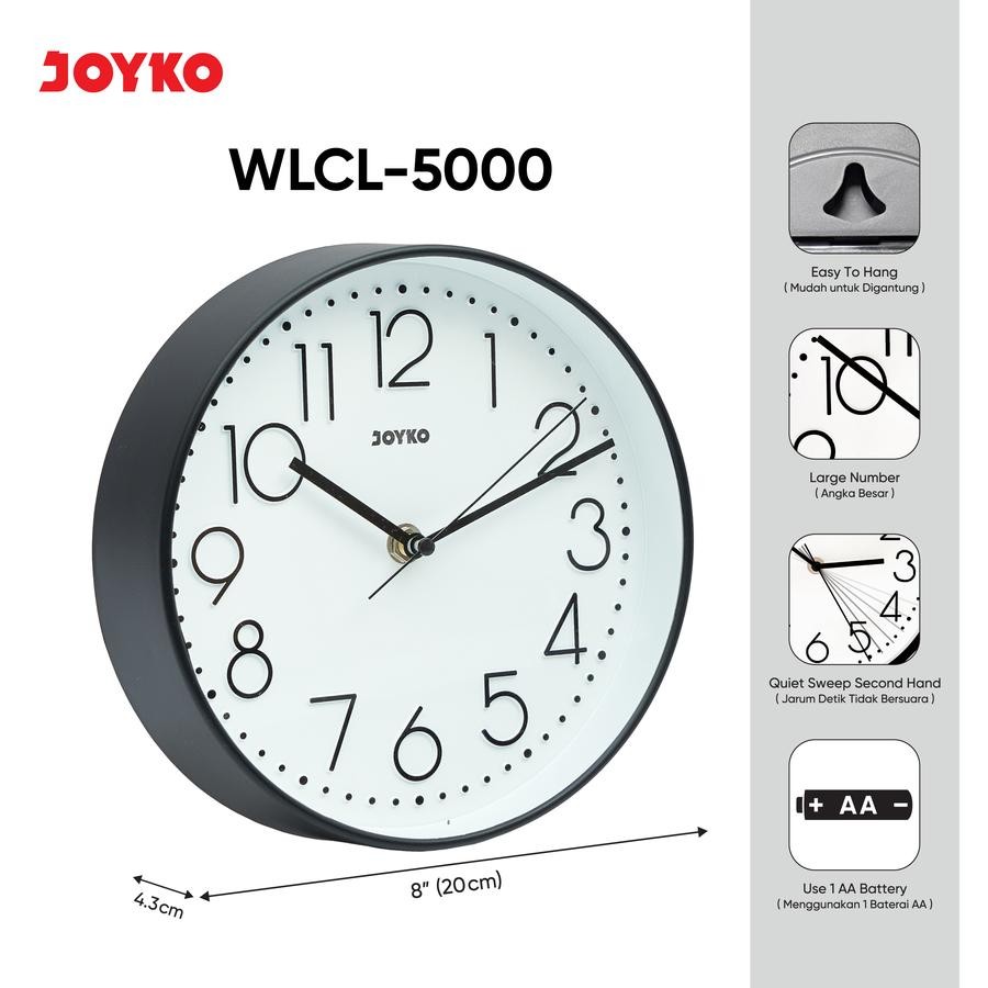 Jual Jam Dinding / Wall Clock 20 cm / JOYKO WLCL-5000 SWEEP MOVEMENT ...