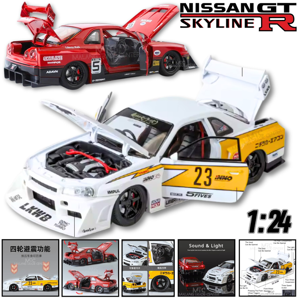 Jual Diecast Mobil Nissan Skyline GTR R34 / R35 Skala 1:24 Miniatur ...