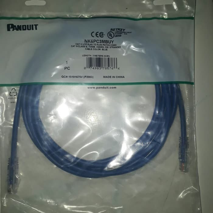 Jual Kabel Patch Cord Cat.6 PANDUIT NETKEY 3 Meter NKU6PC3MBU | Shopee ...