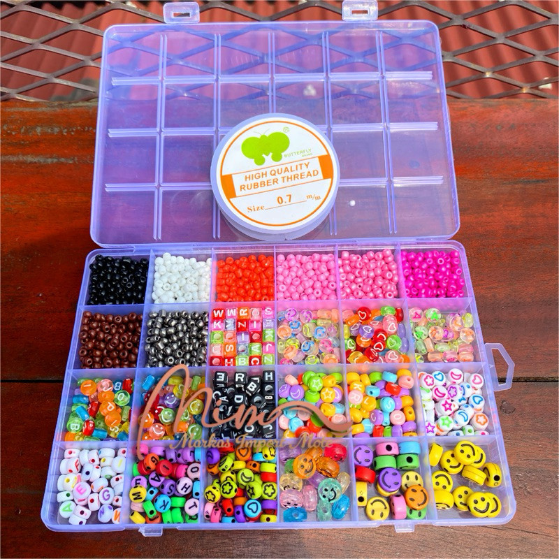 Jual Set Manik Mote 1 Box Set Manik Manik DIY Lengkap Aesthetic Gelang ...