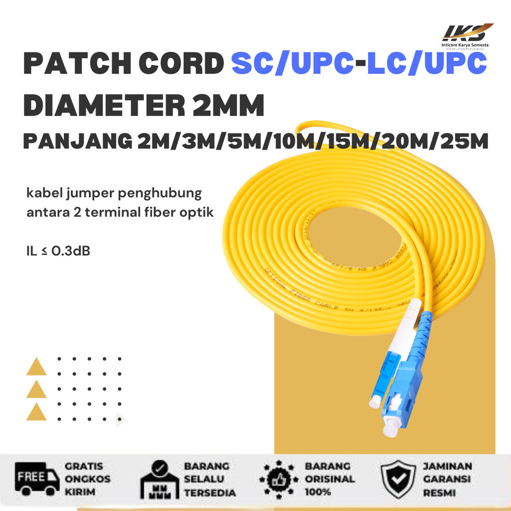 Jual Patch Cord SC UPC - LC UPC Fiber Optik Diameter 2mm Berbagai ...