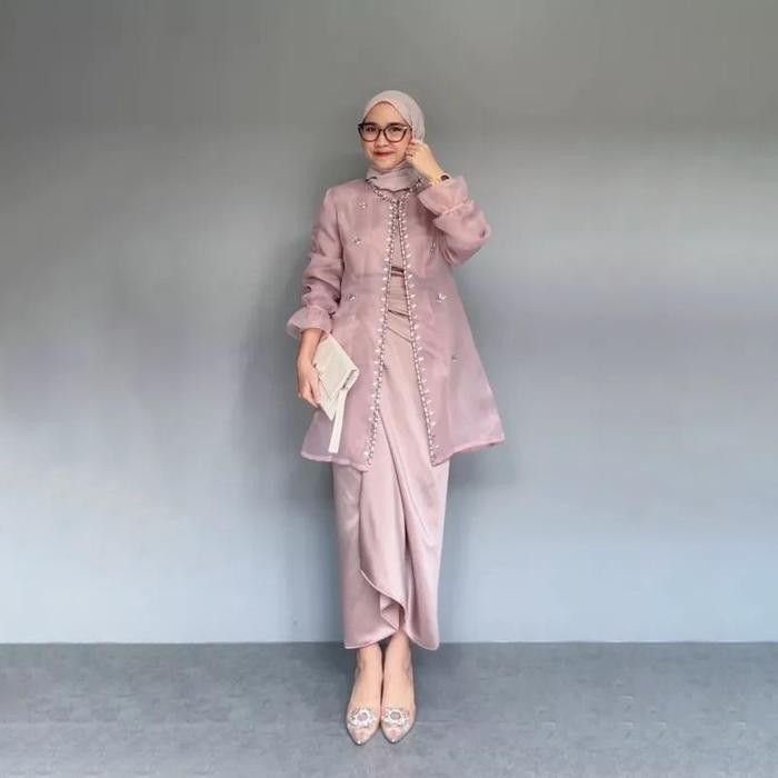 Jual Jeema One Set Inner Outer Organza Rok Lilit Muslim Kebaya Wanita ...