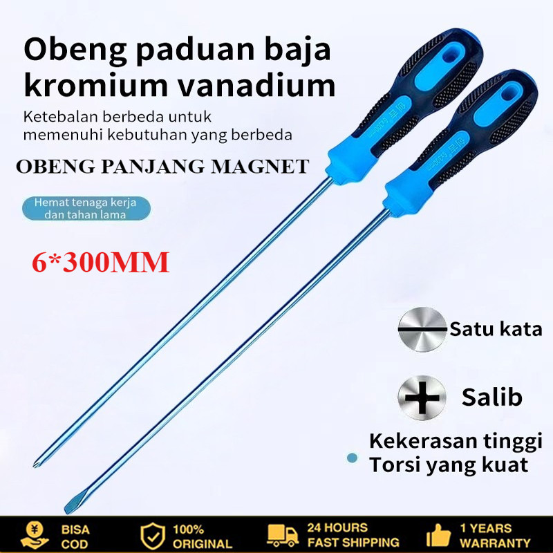 Jual Obeng Panjang Magnet 12 INCH 6*300mm Screwdriver Minus Obeng ...