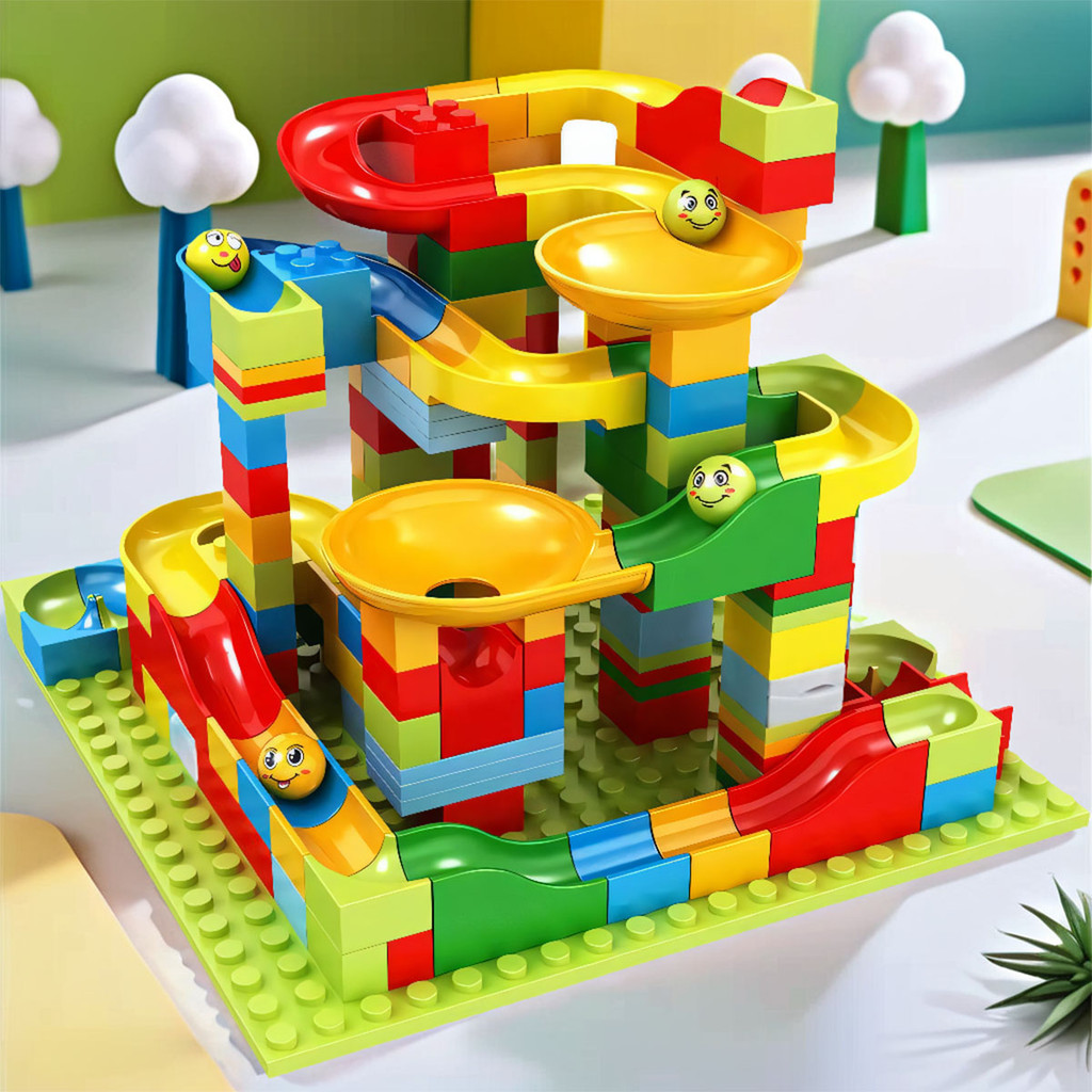 Jual DOUBLE SIX MAINAN EDUKASI MONTESSORI MARBLE RACE BUILDING BLOCK ...
