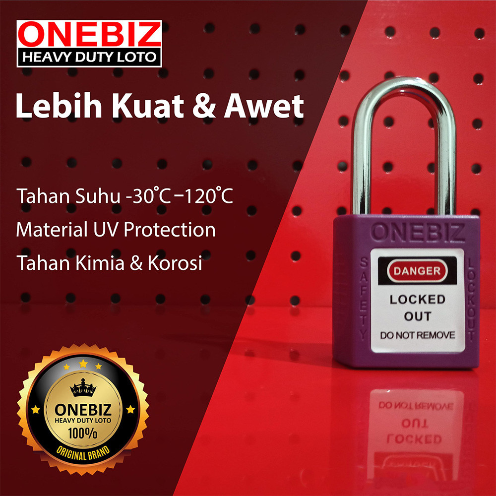 Jual Loto safety padlock thermoplastic Purple 38 mm lockout tagout-Ungu ...