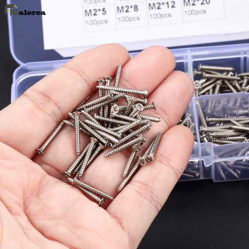 Jual Galorea 800Pcs Sekrup Kayu Kepala Rata / Self Tapping Screw ...