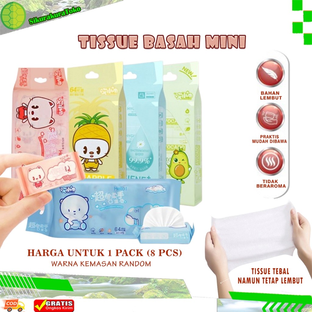 Jual (SKR) Fanrou 8 PCS Mini Tisu Basah Mini FAN ROUGE Tissue Basah ...