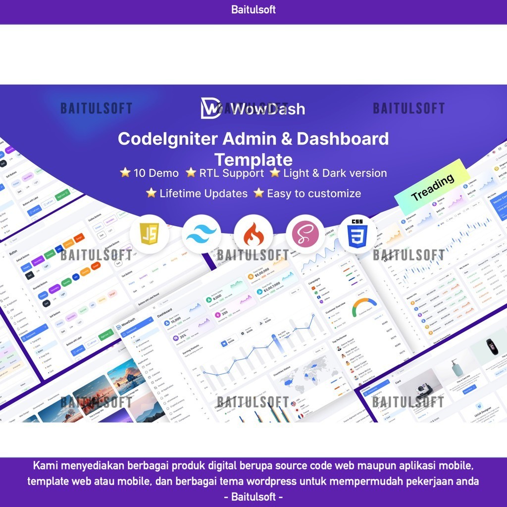 Jual WEB TEMPLATE WOWDASH TAILWIND CODEIGNITE ADMIN DASHBOARD D2082 ...